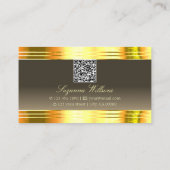 QRコード付き絶妙なベージュ縁どドブラウン金ゴールド 名刺 (裏面)