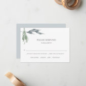 QRコード付き緑の水彩RSVPカード ノートカード (正面/裏面インサイチュ)