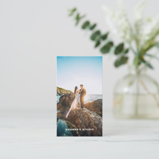 QRコード付き縦型写真用名刺 名刺 (スタンド正面)