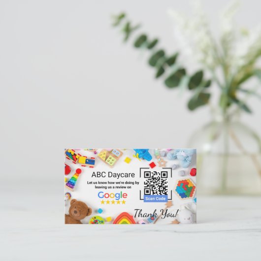 Qrコード付き託児所業務用Googleレビューカード 名刺 (スタンド正面)