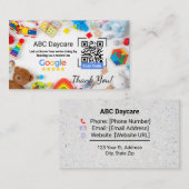 Qrコード付き託児所業務用Googleレビューカード 名刺 (正面/裏面)