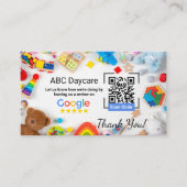 Qrコード付き託児所業務用Googleレビューカード 名刺 (正面)