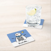 QRコード付き雪だるま スクエアペーパーコースター (インサイチュ)
