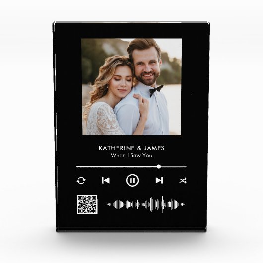 QRコード付き音楽プレーヤーフォトパーソナライズされたフレーム フォトブロック (正面)