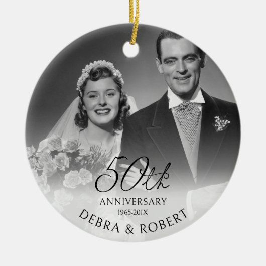 QRコード付き50周年記念写真オーナメント セラミックオーナメント (正面)
