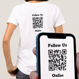QRコード付き「オンラインでフォローしてね」メッセージTシャツ Tシャツ