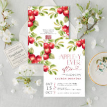 QRコード付き モダン アップル エバー アフター アップル ブライダルシャワー