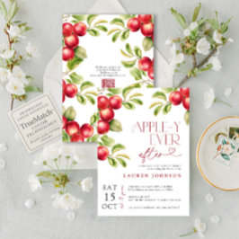 QRコード付き モダン アップル エバー アフター アップル ブライダルシャワー 招待状