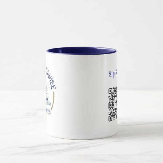 QRコード付き「Sip & Sea」コーヒーマグ マグカップ (中央)