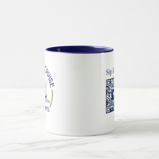 QRコード付き「Sip & Sea」コーヒーマグ マグカップ (中央)