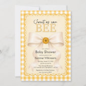 QRコード付き「Sweet as Can Bee」ベビーシャワー 招待状 (正面)