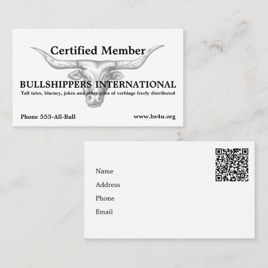 QRコード付きBullshippers International会員 名刺 (正面/裏面)