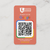 QRコード付きGoogleレビュー依頼カード テラコッタ 名刺 (正面)