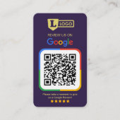 QRコード付きGoogleレビュー依頼カード ディーププラム 名刺 (正面)