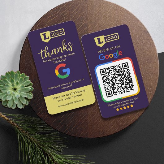 QRコード付きGoogleレビュー依頼カード ディーププラム 名刺