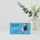 QRコード付きStylist Blue Photo名刺 名刺 (スタンド正面)