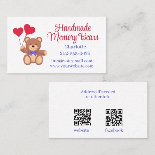 QRコード付きTEDDYメモリーベア 名刺 (正面/裏面)