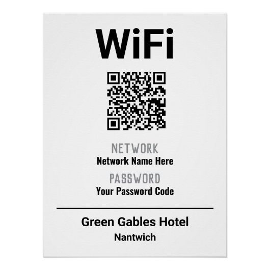 QRコード付きWiFi利用案内 ポスター (正面)