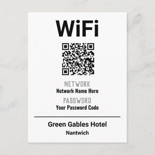 QRコード付きWiFi利用案内 案内ポストカード (正面)