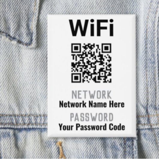 QRコード付きWiFi接続案内。スタッフ用 缶バッジ