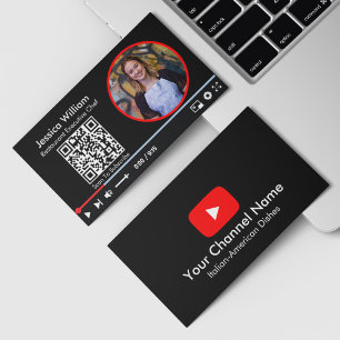 QRコード付きYoutubeブロガーチャンネル ブラック 名刺