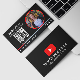 QRコード付きYoutubeブロガーチャンネル ブラック 名刺