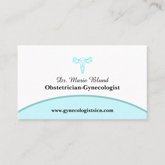 QRコード付モダンエレガントきOBGYNティール（緑がかった色） 名刺 (正面)