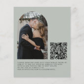 QRコード付予算賢くアーチ写真結婚式招待状 (裏面)