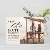 QRコード付写真手書きフォントのエレガントな結婚式 セーブザデート (スタンド正面)
