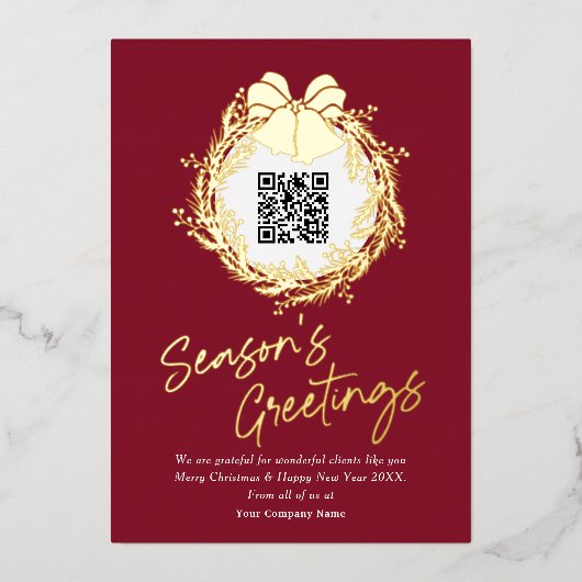 QRコード企業のビジネス季節あいさつフォイルH 箔シーズンカード (正面)