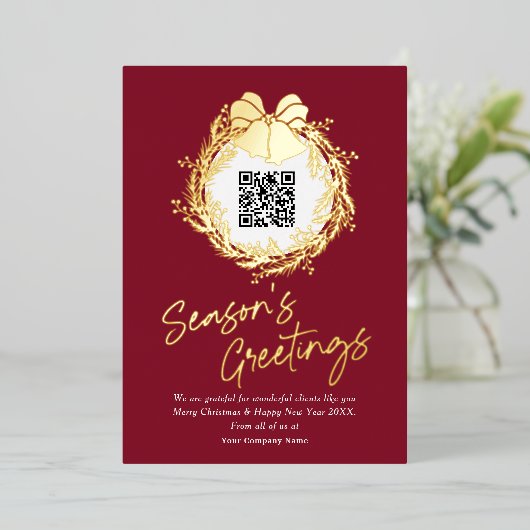 QRコード企業のビジネス季節あいさつフォイルH 箔シーズンカード (立ち正面)