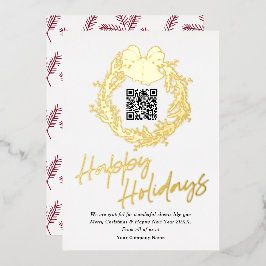 QRコード企業のビジネス幸せホリデーカード 箔シーズンカード