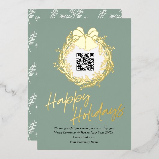 QRコード企業のビジネス幸せホリデーカード 箔シーズンカード (正面/裏面)