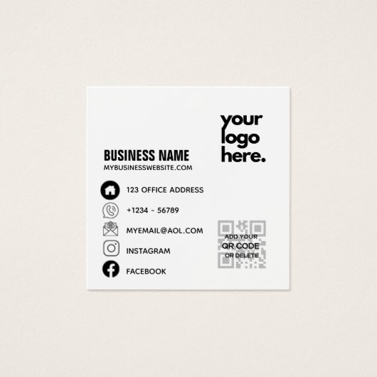 Qrコード企業の名刺デザインロゴ (正面)