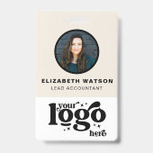 QRコード会社のロゴの白写真社員ID バッジ (Front)