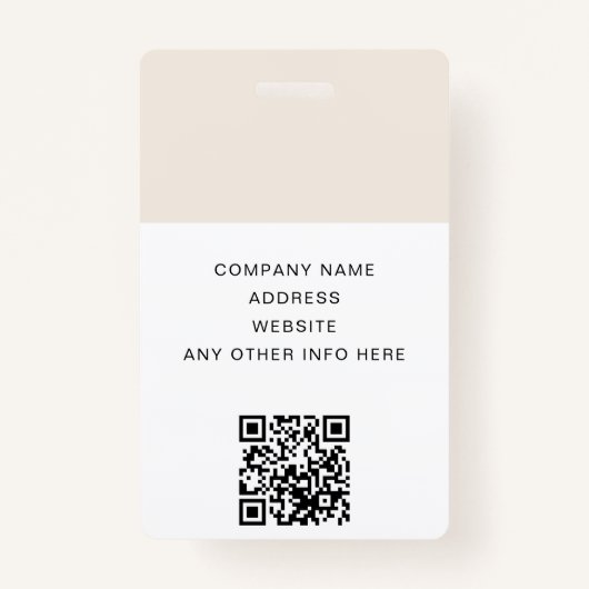 QRコード会社のロゴの白写真社員ID バッジ (裏面)