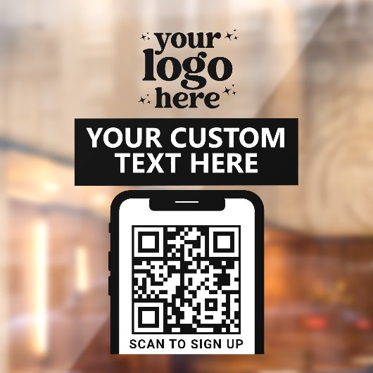 QRコード会社のロゴモダンミニマリストClean Black ウィンドウサイン (シート2)