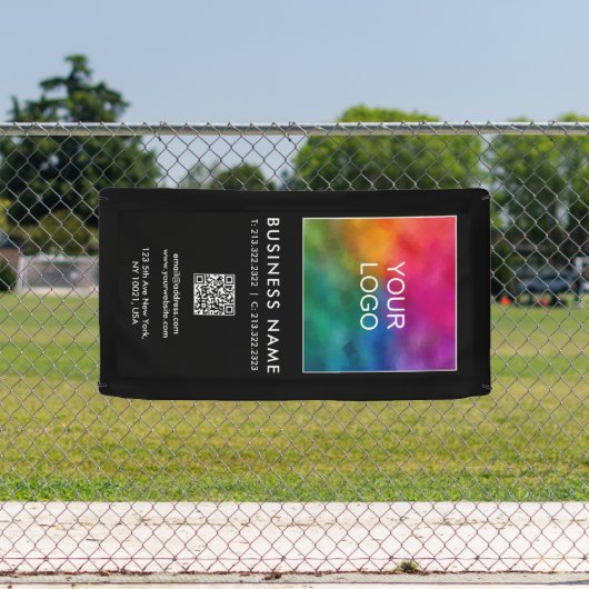 QRコード会社ビジネスロゴのテンプレートシンプル 横断幕 (インサイチュ)