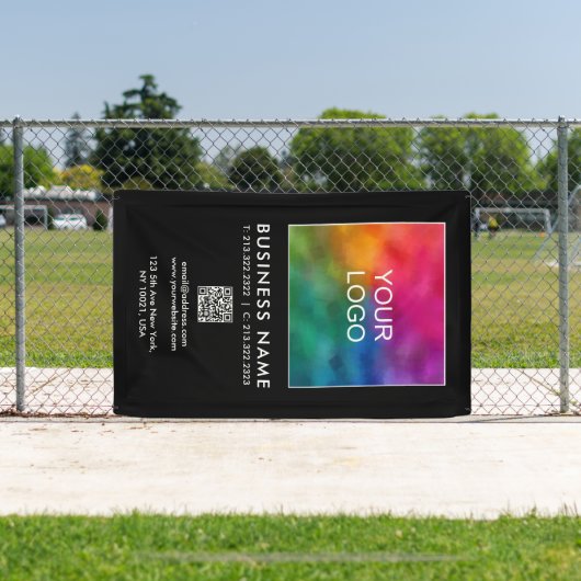 QRコード会社ビジネスロゴ垂直テンプレート 横断幕 (インサイチュ)