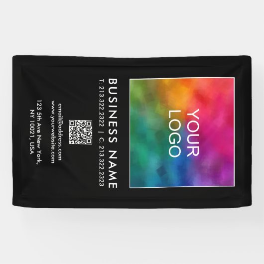 QRコード会社ビジネスロゴ垂直テンプレート 横断幕 (横)