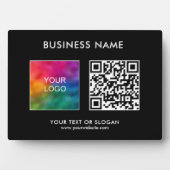 QRコード会社ビジネスロゴ横カスタム線 フォトプラーク (正面)