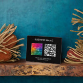 QRコード会社ビジネスロゴ横カスタム線 フォトプラーク (側面)