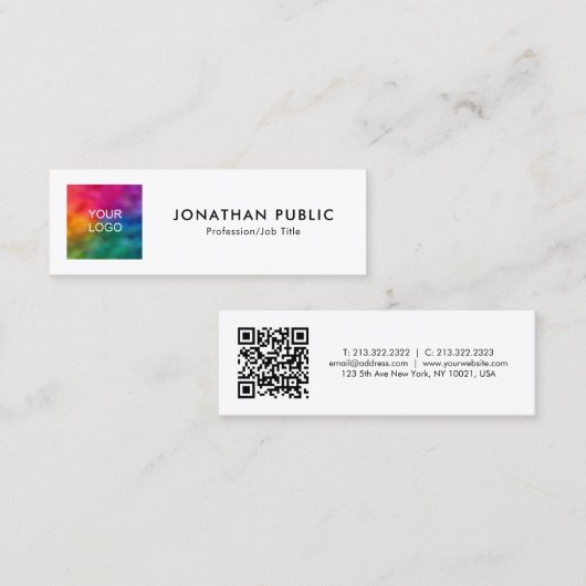 QRコード会社ロゴはこちら従業員名ミニ コーリングカード (正面/裏面)