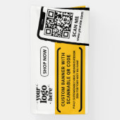 QRコード会社ロゴイエロー屋内屋外ビニル 横断幕 (縦)