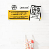 QRコード会社ロゴイエロー屋内屋外ビニル 横断幕 (インサイチュ)