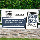 QRコード会社ロゴブルー屋内屋外ビニル 横断幕