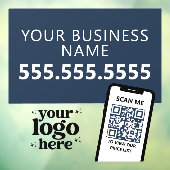 QRコード会社ロゴミニマルモダンリストネイビーブルー ウィンドウサイン (シート3)