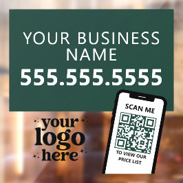 QRコード会社ロゴモダンミニマリスト濃い緑 ウィンドウサイン