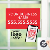 QRコード会社ロゴモダンミニマリスト赤ビニル ウィンドウサイン (ホーム)