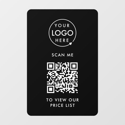 QRコード価格表 |ブラックビジネスロゴスキャン ウィンドウサイン (シート)